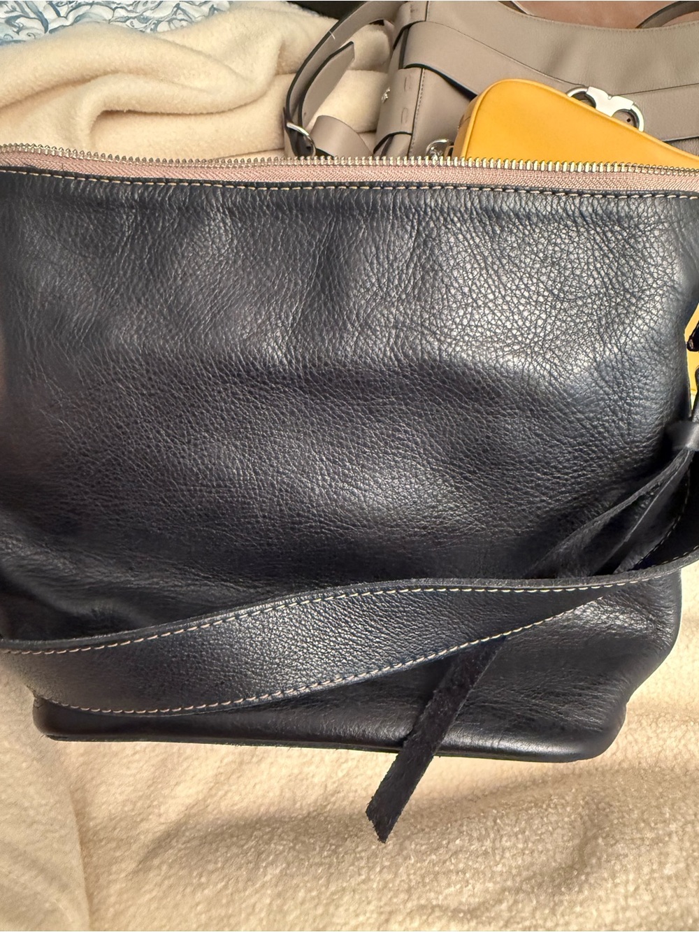 Consuela Wedge Classic Black Leather Crossbody Bag - Sleek Everyday Carry
